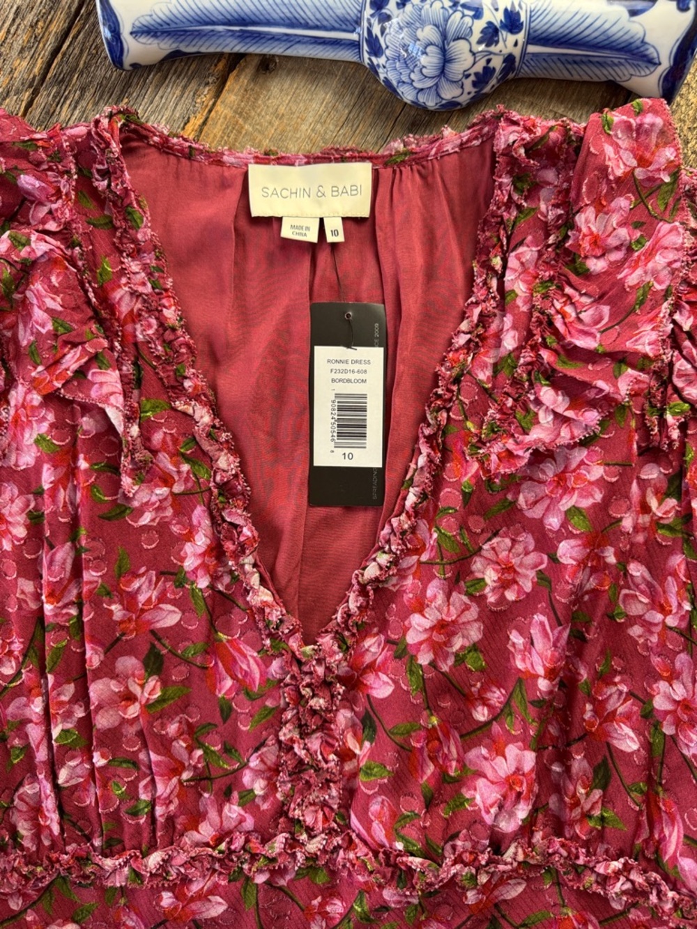 SACHIN + BABI Dress Size 10 Midi Red-Pink Floral - Picture 4 of 13